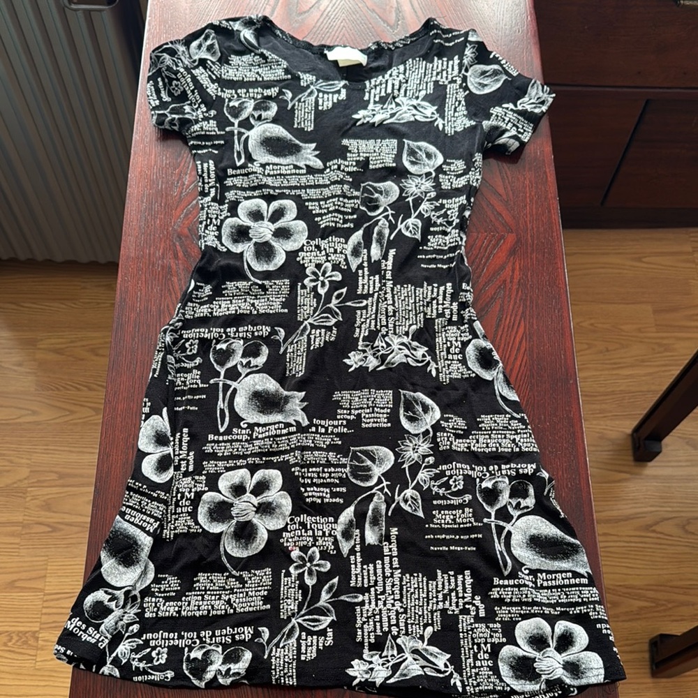 Floral Black and White Dress